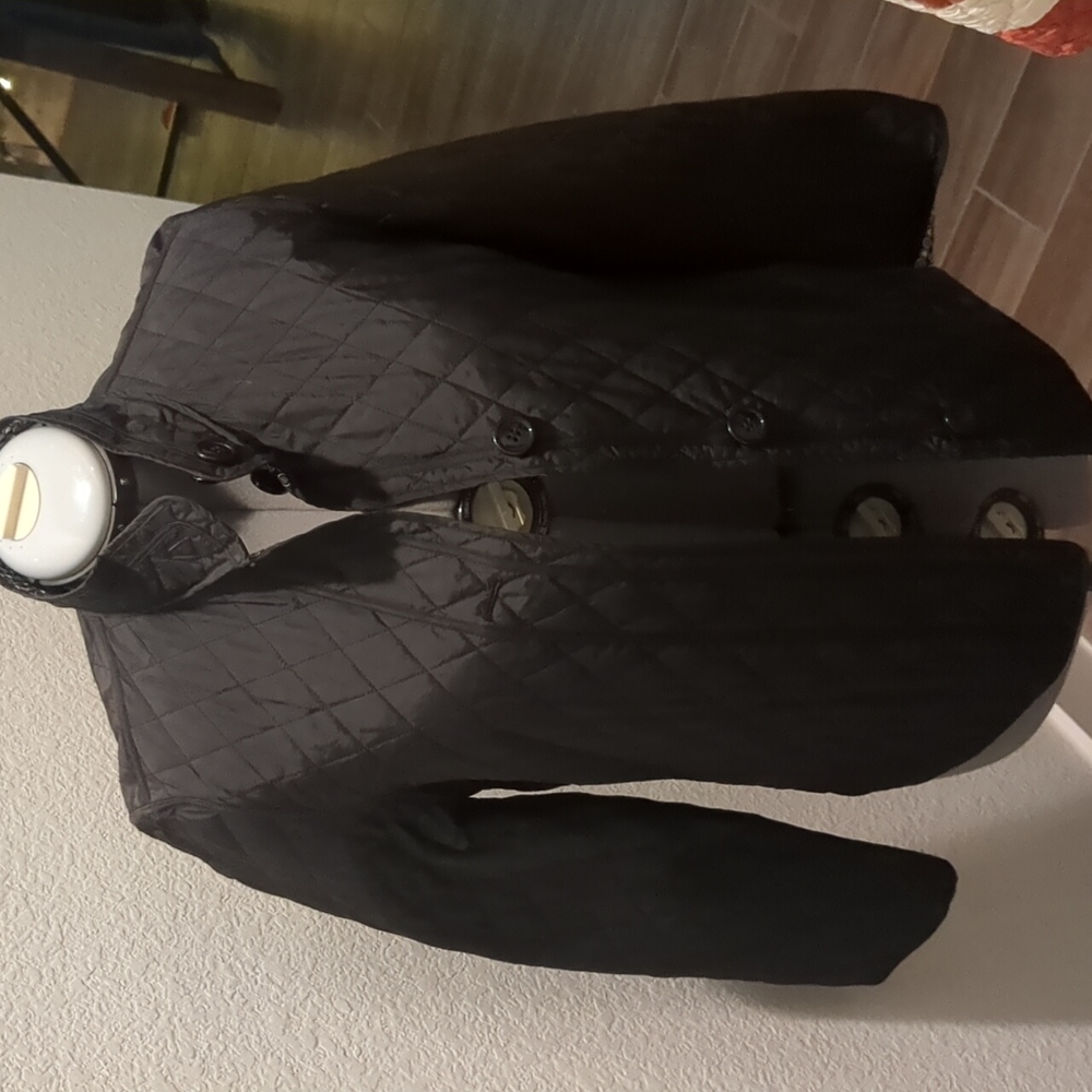 Talbots | Black Solid Black Print Reversible Quil… - image 1